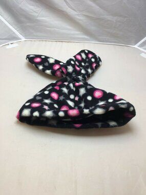 Black Pink Kids Winter Hat Mitten Set One Size Hearts Warm Soft Fleece